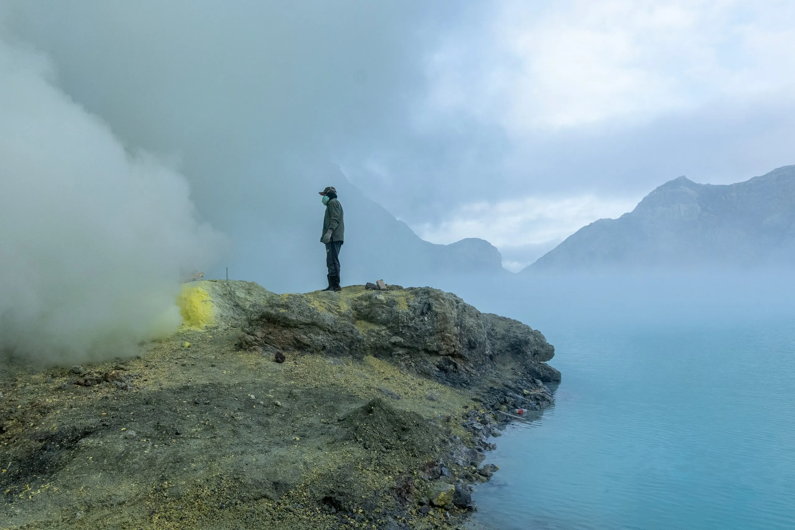 Evening falls over the crater lake